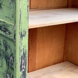 Antique Parisian bonnet wardrobe with khaki patina
