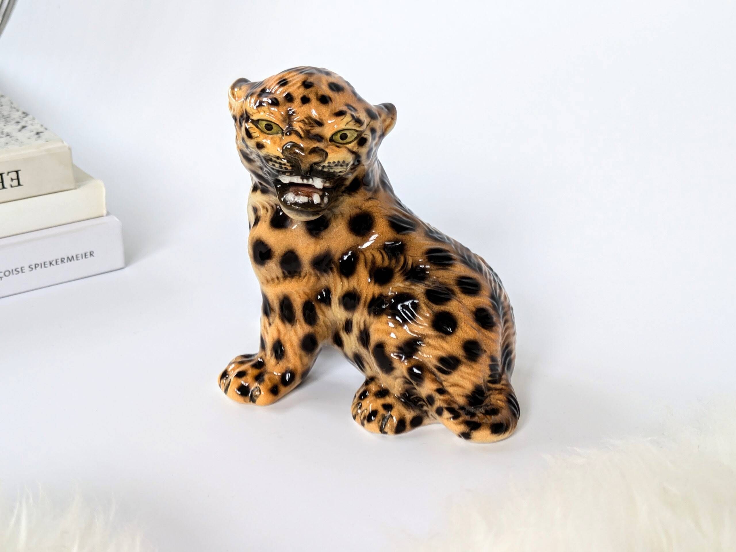 Porcelain Leopard Figurine | Ronzan Italy | 1960s