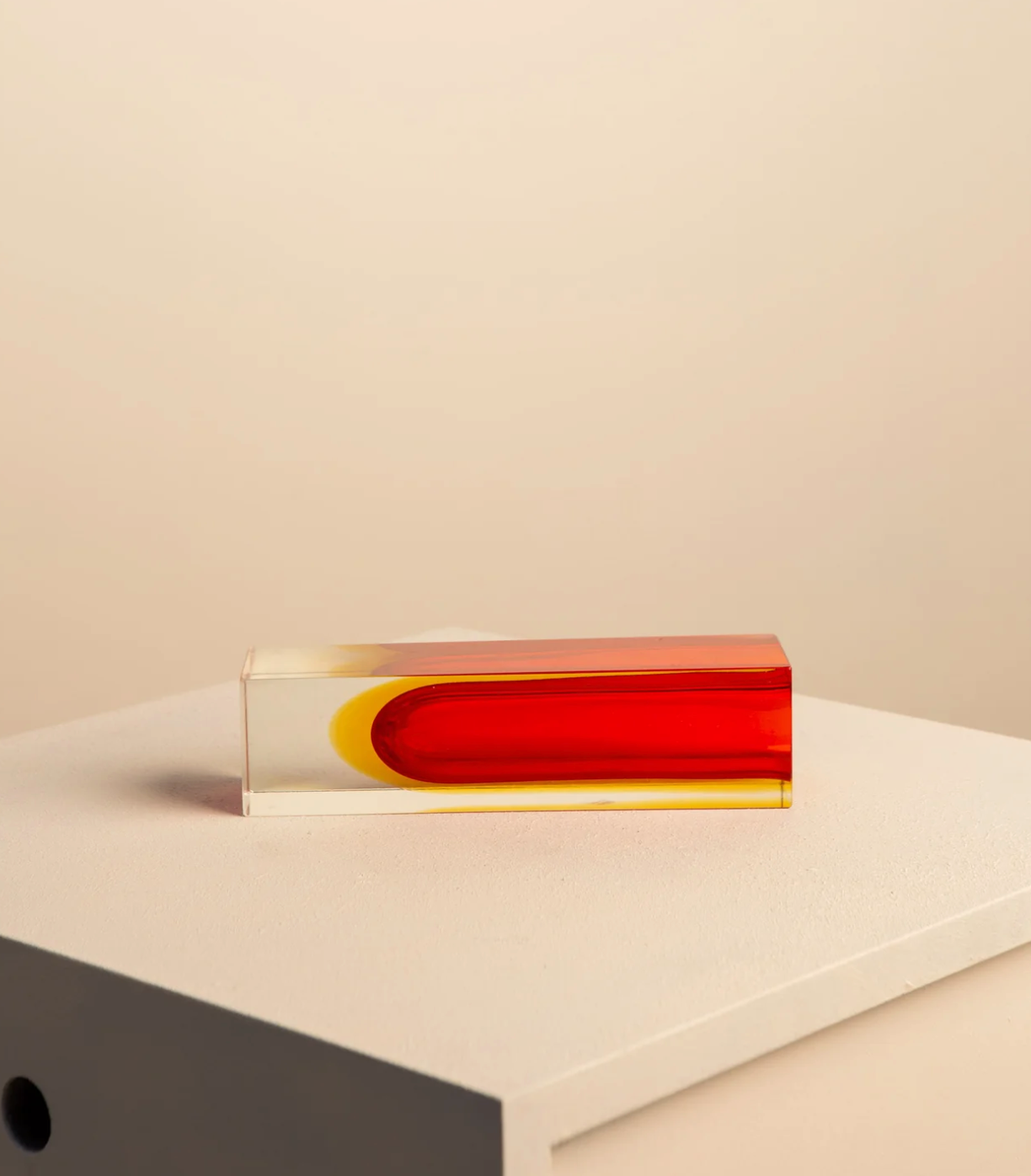 Red "Square" vase by Flavio Poli for Seguso 70's