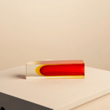 Red "Square" vase by Flavio Poli for Seguso 70's