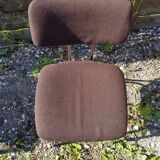 Pair of Vintage 1970s Chrome Metal Chairs with Brown Fabric #D