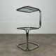 70s pedestal table, chrome and smoked glass side table