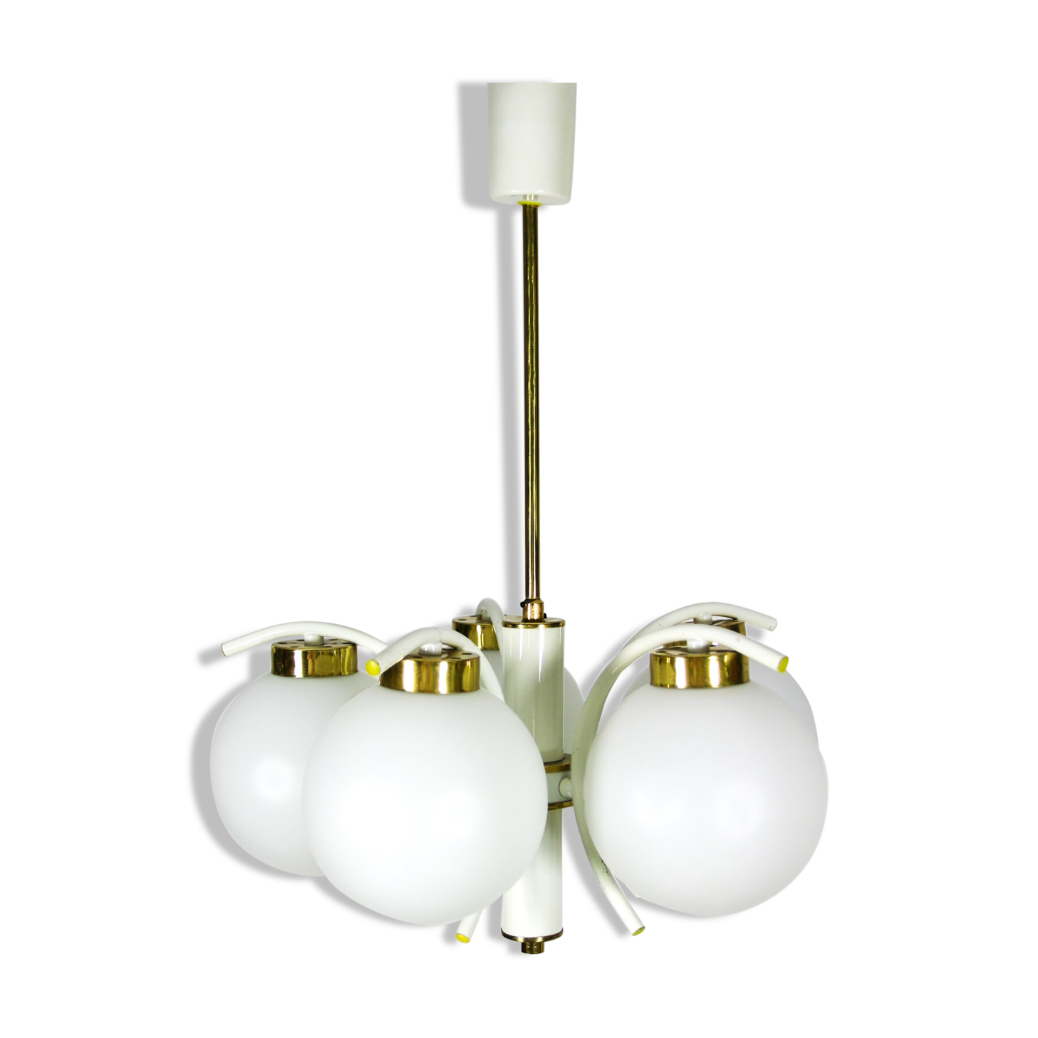 Lustre en laiton à 5 bras du milieu du siècle