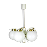 Lustre en laiton à 5 bras du milieu du siècle