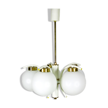 Lustre en laiton à 5 bras du milieu du siècle