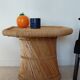 Table basse sculpturale en rotin tressé-vintage années 60/70