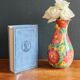 Vintage Floral Ceramic Vase - Large Barbotine Vase with Pink Flowers