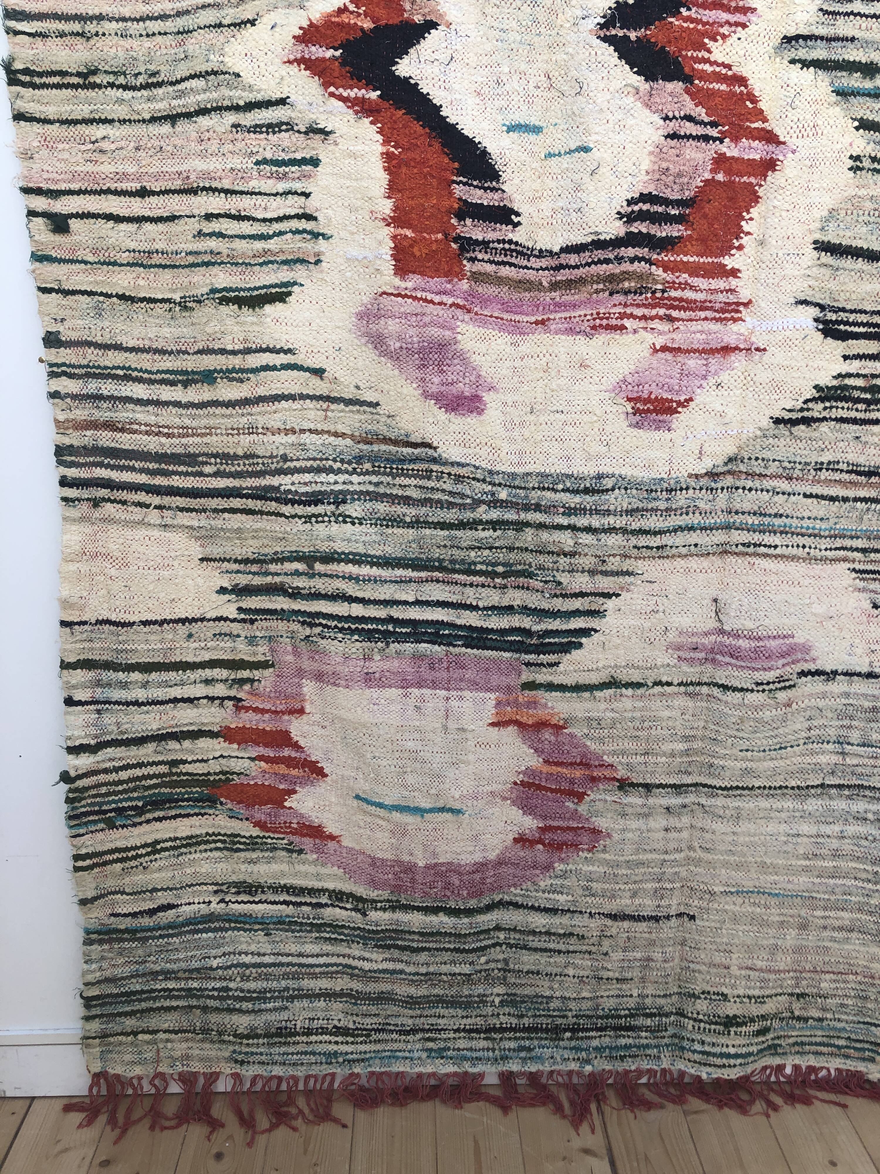 Moroccan Berber carpet Kilim Boucherouite 2.58x1.41m