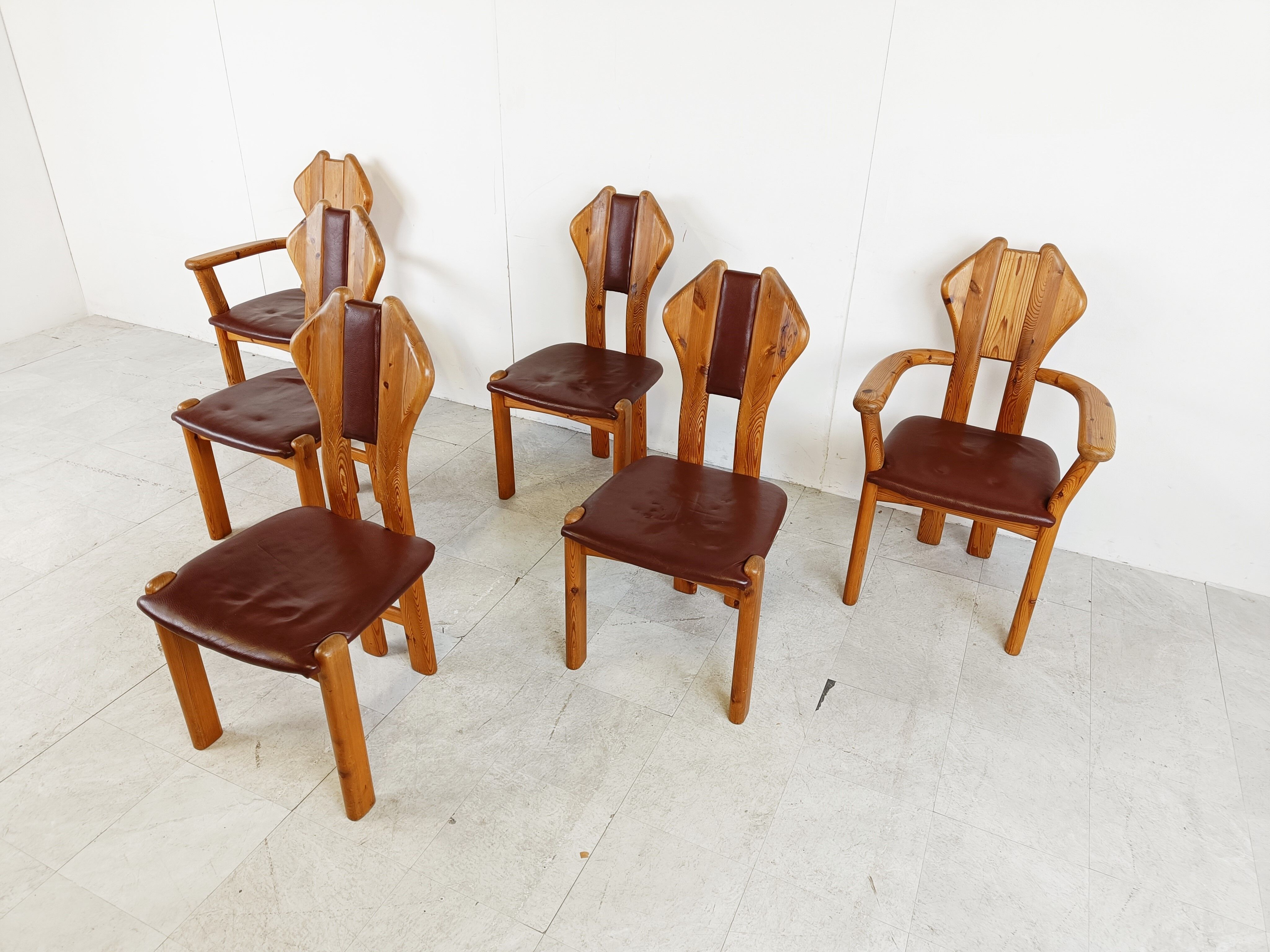 Chaises de salle à manger vintage en bois de pin - années 1970
