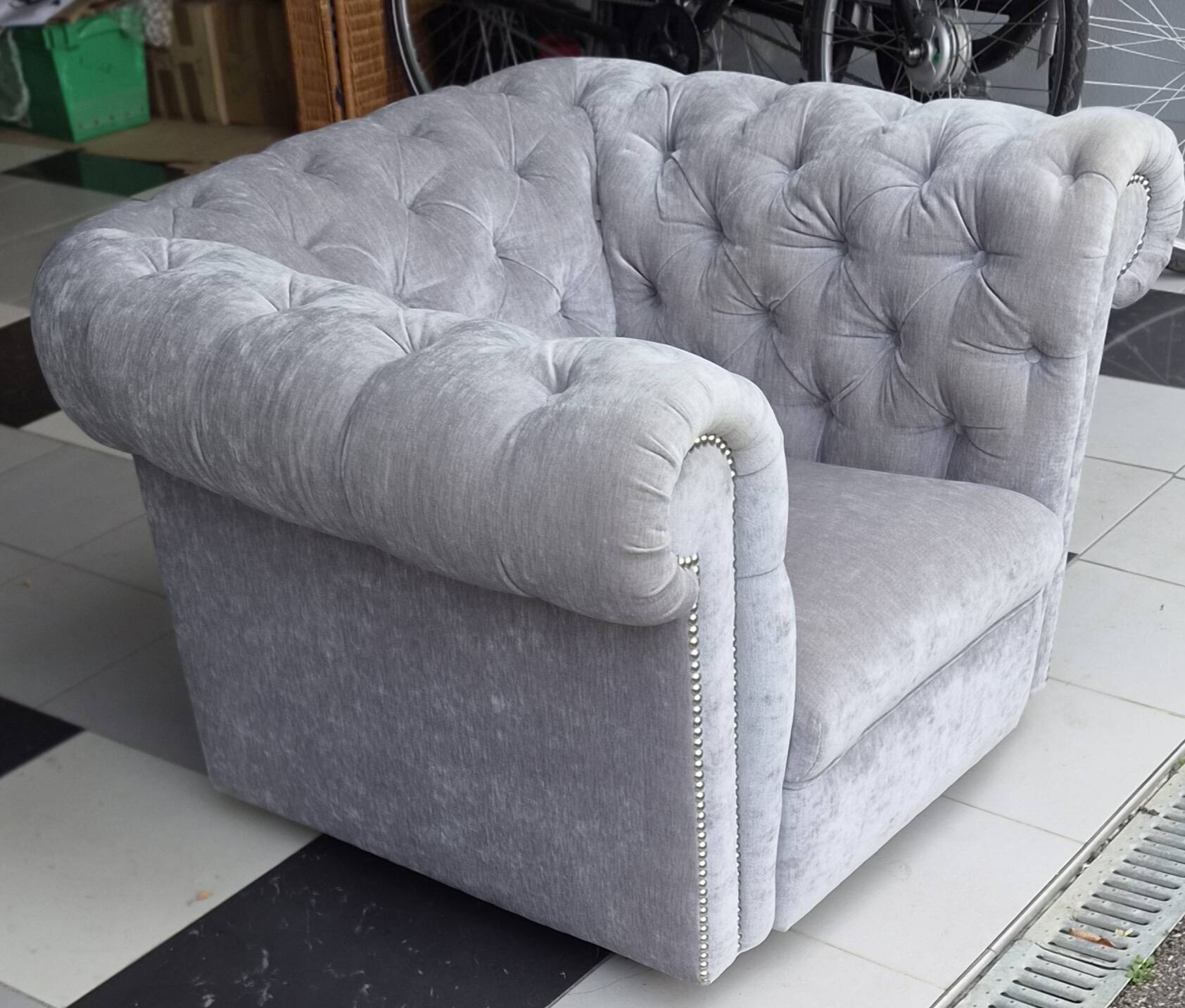 Chesterfield-style armchair