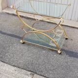 Vintage golden and glass kitchen trolley