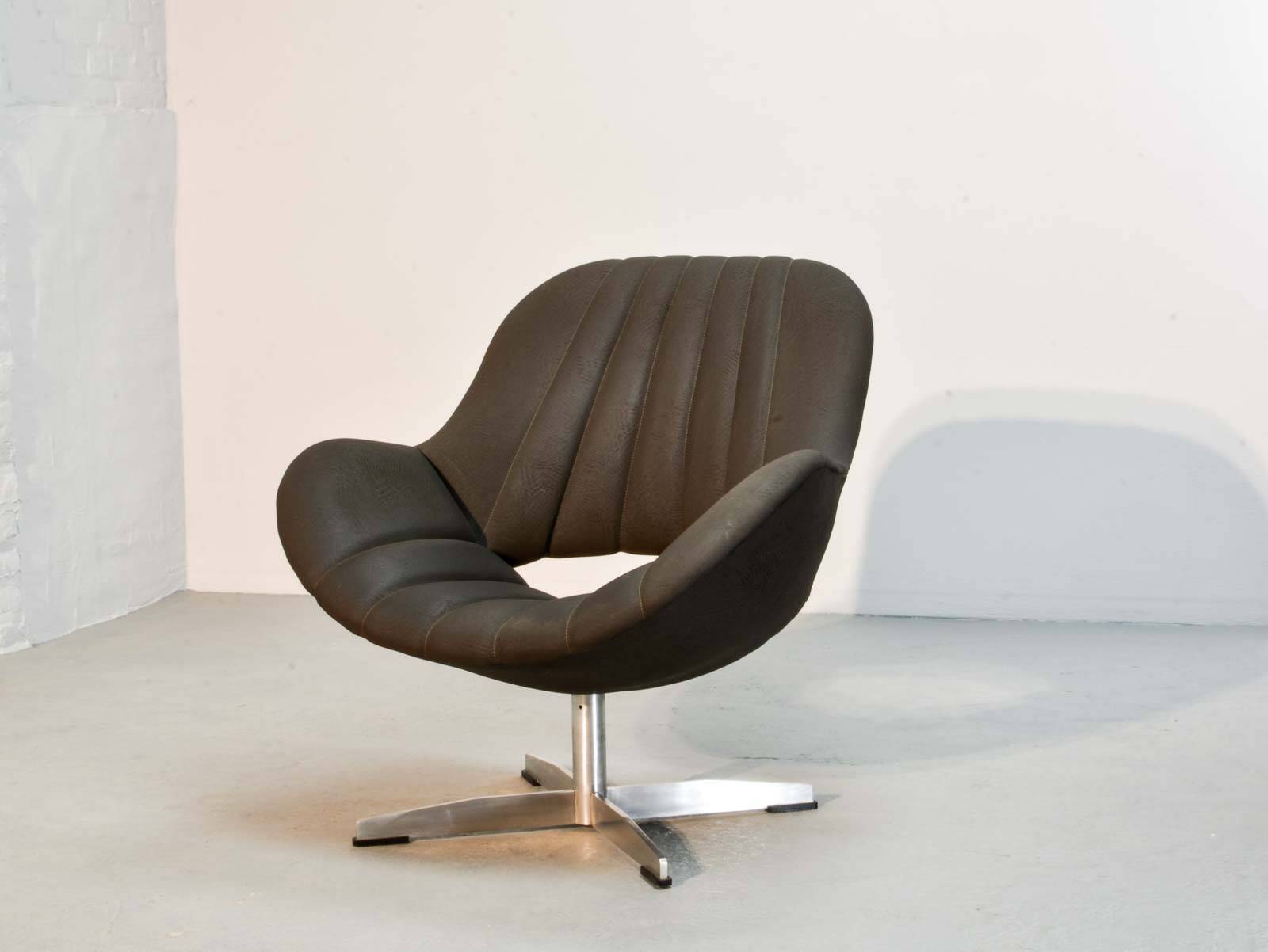 Rohé Chocolate Brown Leatherette Vintage Design Lounge Chair, 1960s