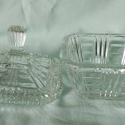 Cut glass sugar bowl