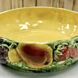 Old Sarreguemines barbotine fruit bowl salad bowl circa 1920