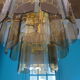 Suspension chandelier 3 rows plates smoked glass and tassels