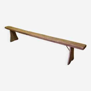French Wooden Farmers Hall Bench From Around 1900