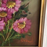 Signed flower bouquet painting