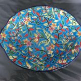 Panière enamels de Longwy decoration turquoise blue background and flowers