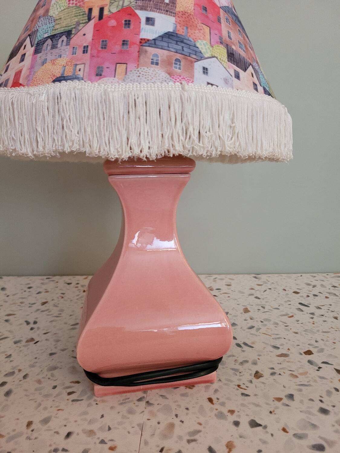 Vintage old pink table lamp