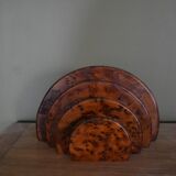 Art deco mail rack in elm magnifying glass