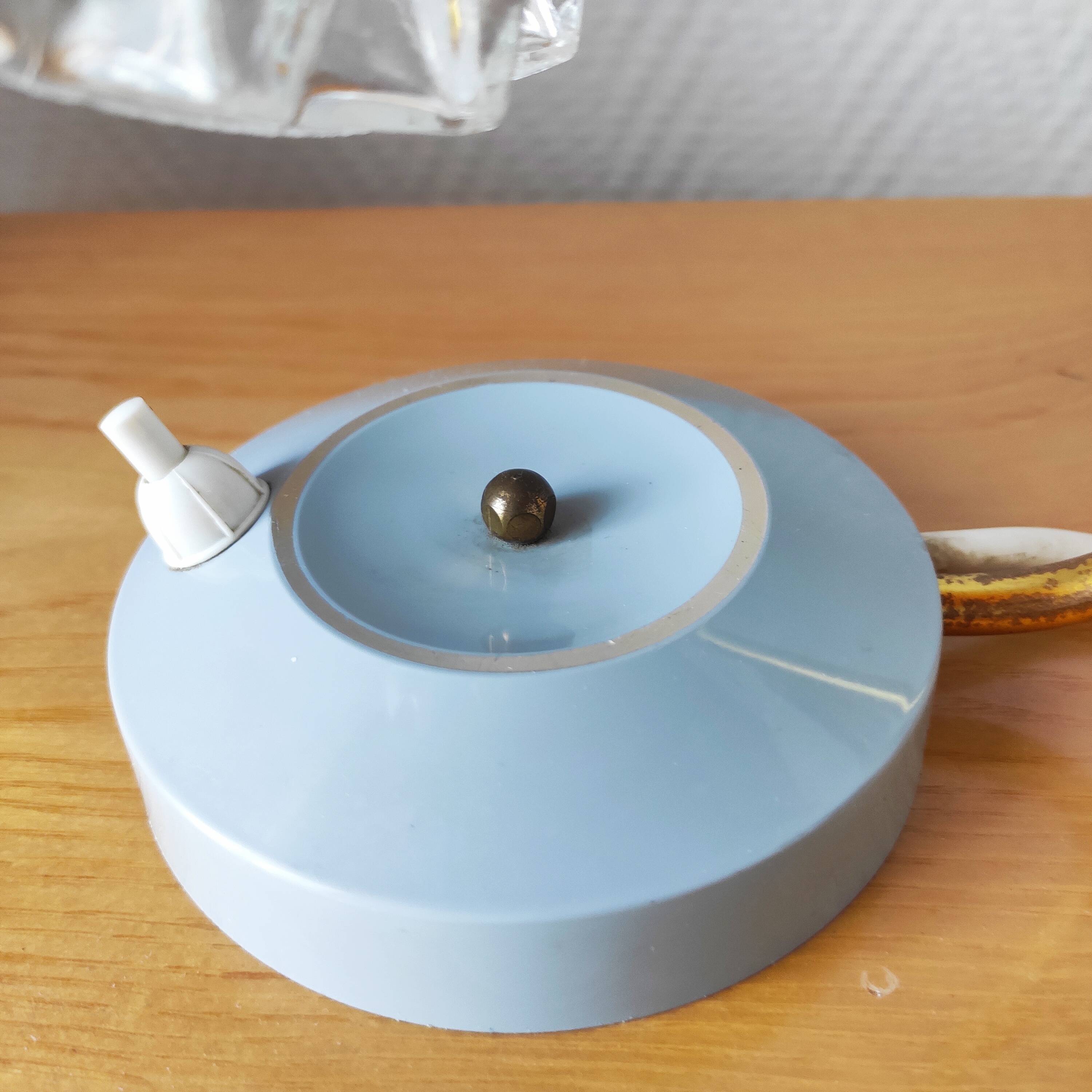 Mid-Century glass and brass lamp