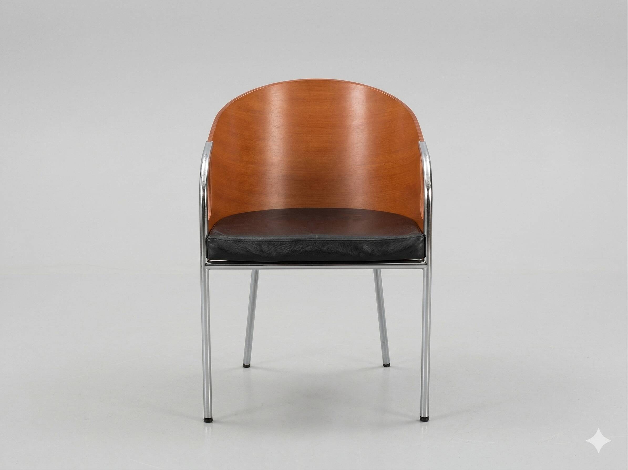 Calligaris armchair – curved wood & chrome, Italian design (x3 available)