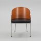Calligaris armchair – curved wood & chrome, Italian design (x3 available)