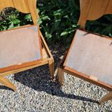 Set of art deco chairs in wood and skaï