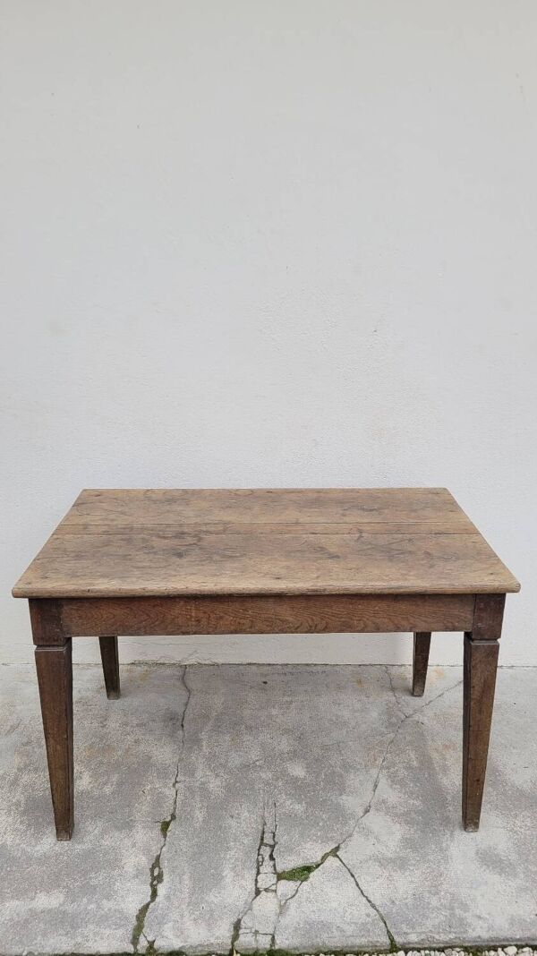Table de ferme rustique ancienne en chêne massif 19ème -1m12