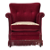 Fauteuil danois des années 1970, velours rouge, bois d'orme.