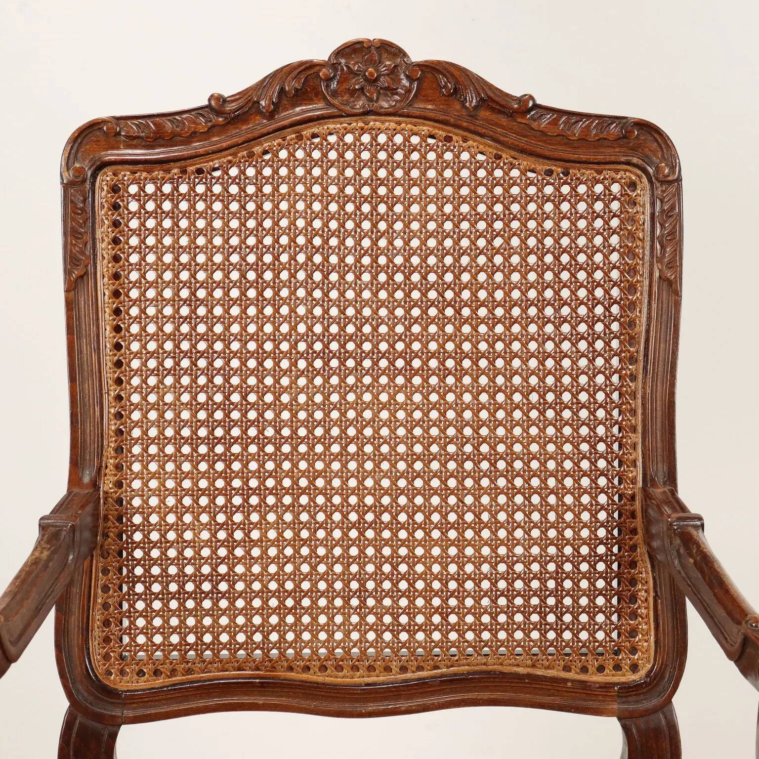 Antique baroque-style armchair in beech, France, 20th century