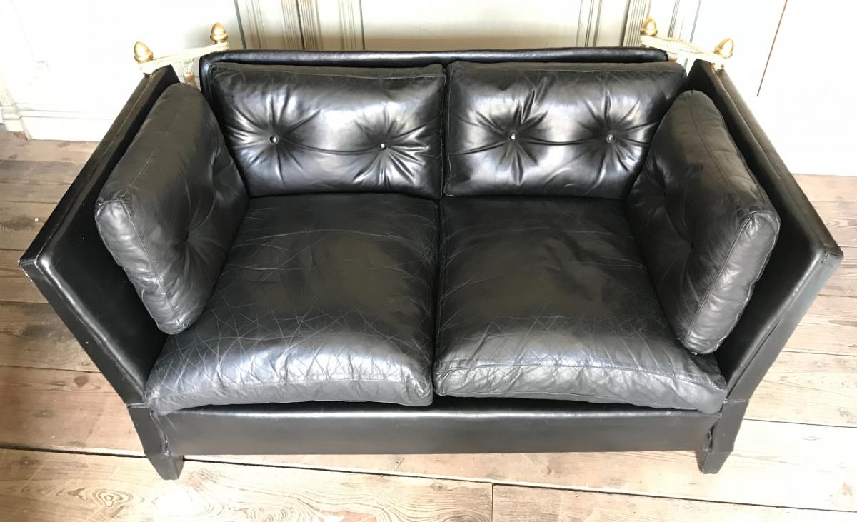 Black leather sofa