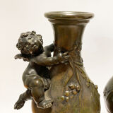 Pair of bronze vases, Auguste Moreau (1834-1917)