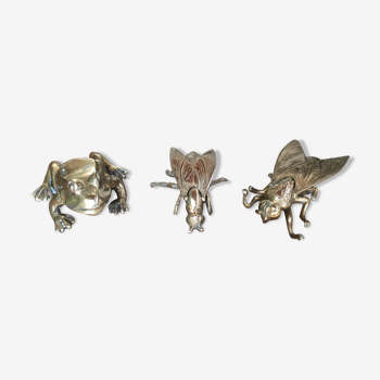 Lot de 3 bronzes anciens sculptures grenouille et cigales 19ème siècle