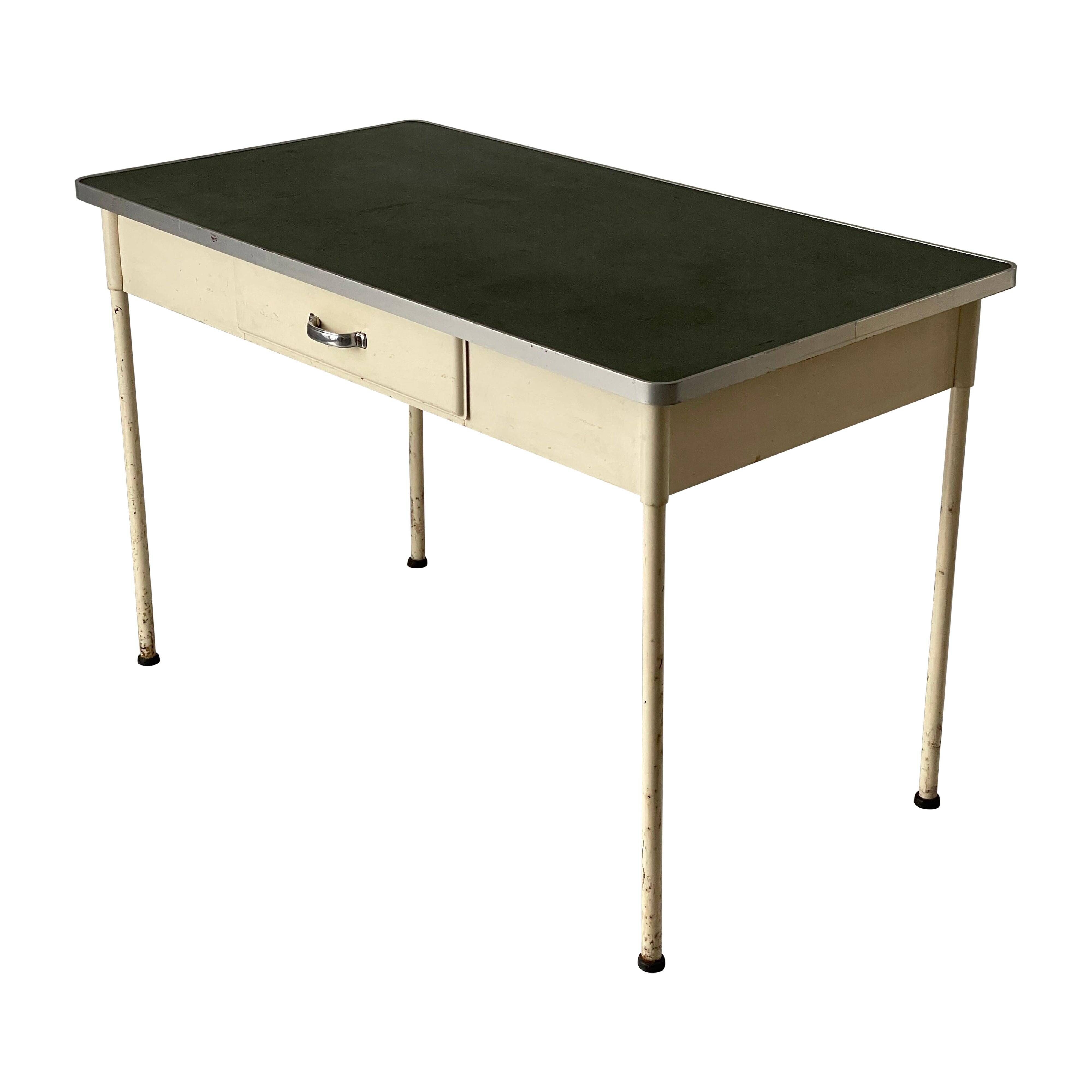 Art Deco industrial hospital doctor's desk with drawer, 1940s, Germany