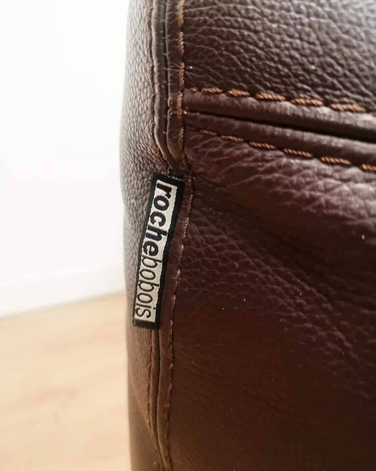 Roche Bobois armchair in brown leather