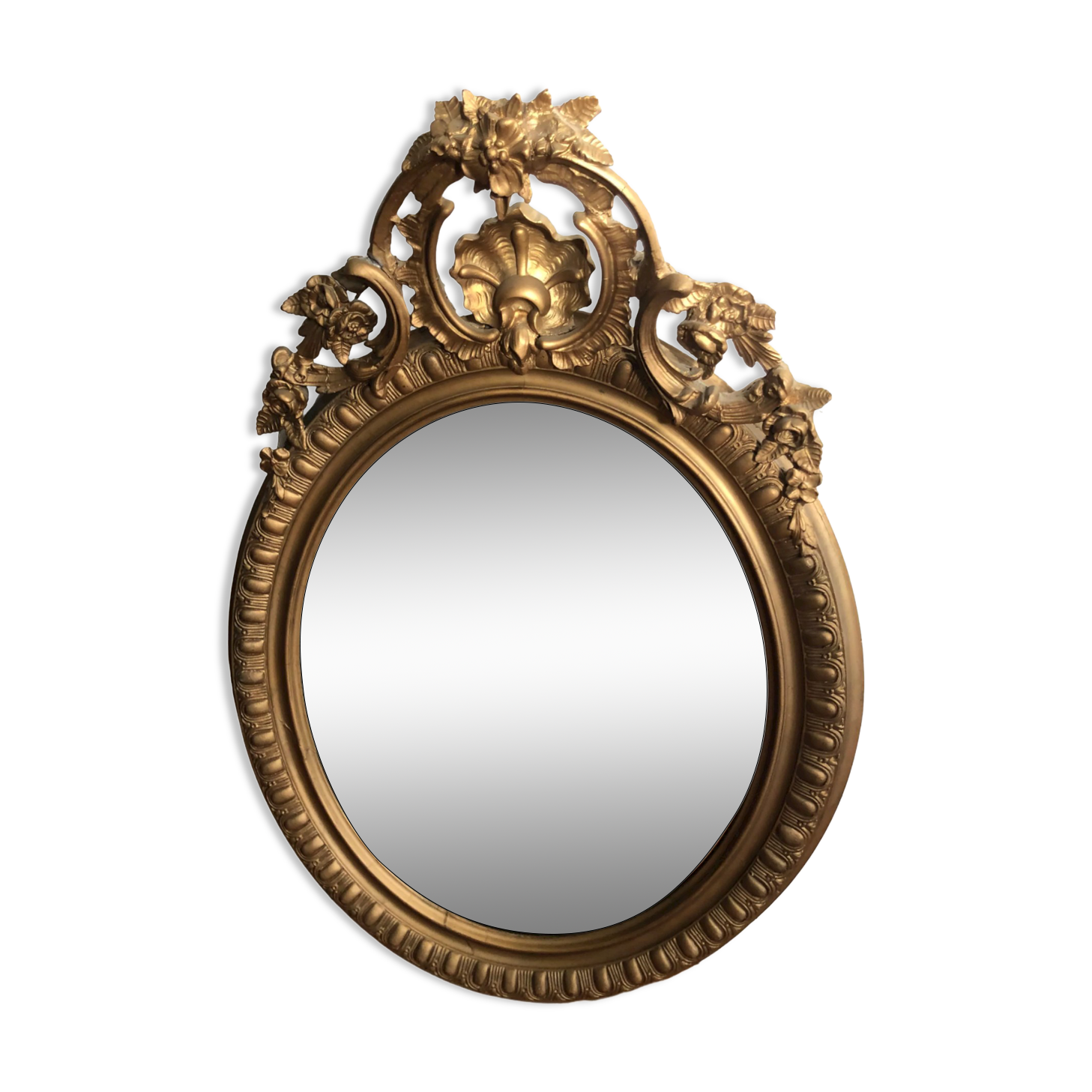 Oval mirror with pediment, 100x70 cm