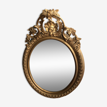 Oval mirror with pediment, 100x70 cm