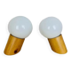 Pair of pine and opaline globe sconces, 70s