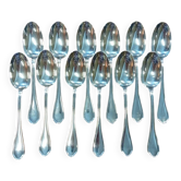 Set of 12 silver-plated metal soup spoons