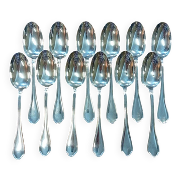 Set of 12 silver-plated metal soup spoons