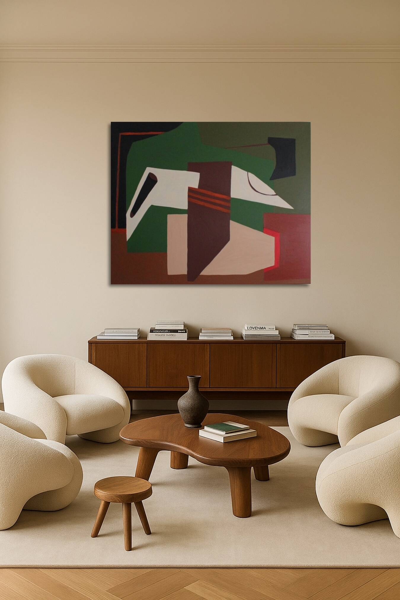 Abstract on geometric canvas 100x81cm by Bodasca