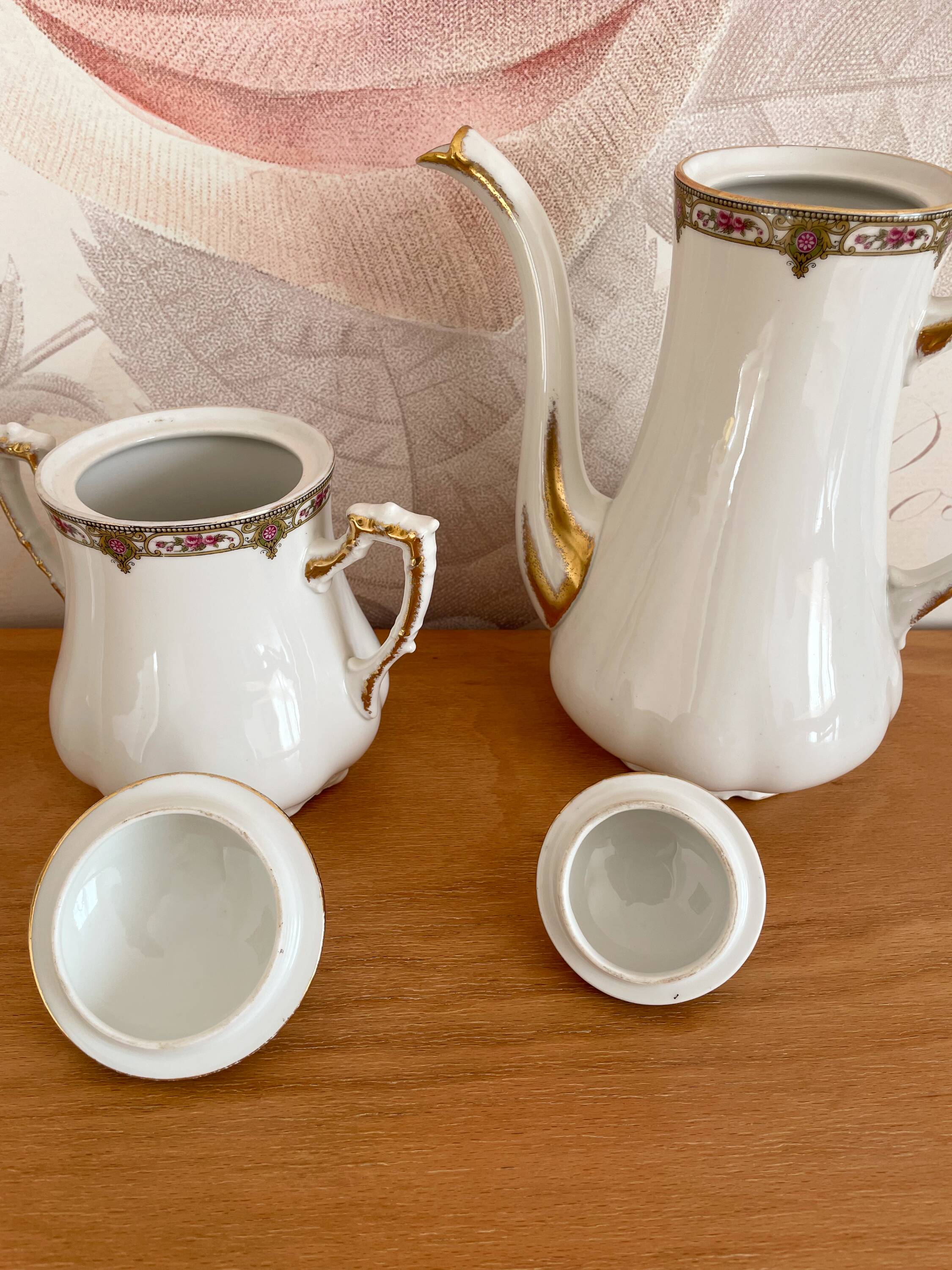 Coffee service in porcelain vignaud limoges - 1950