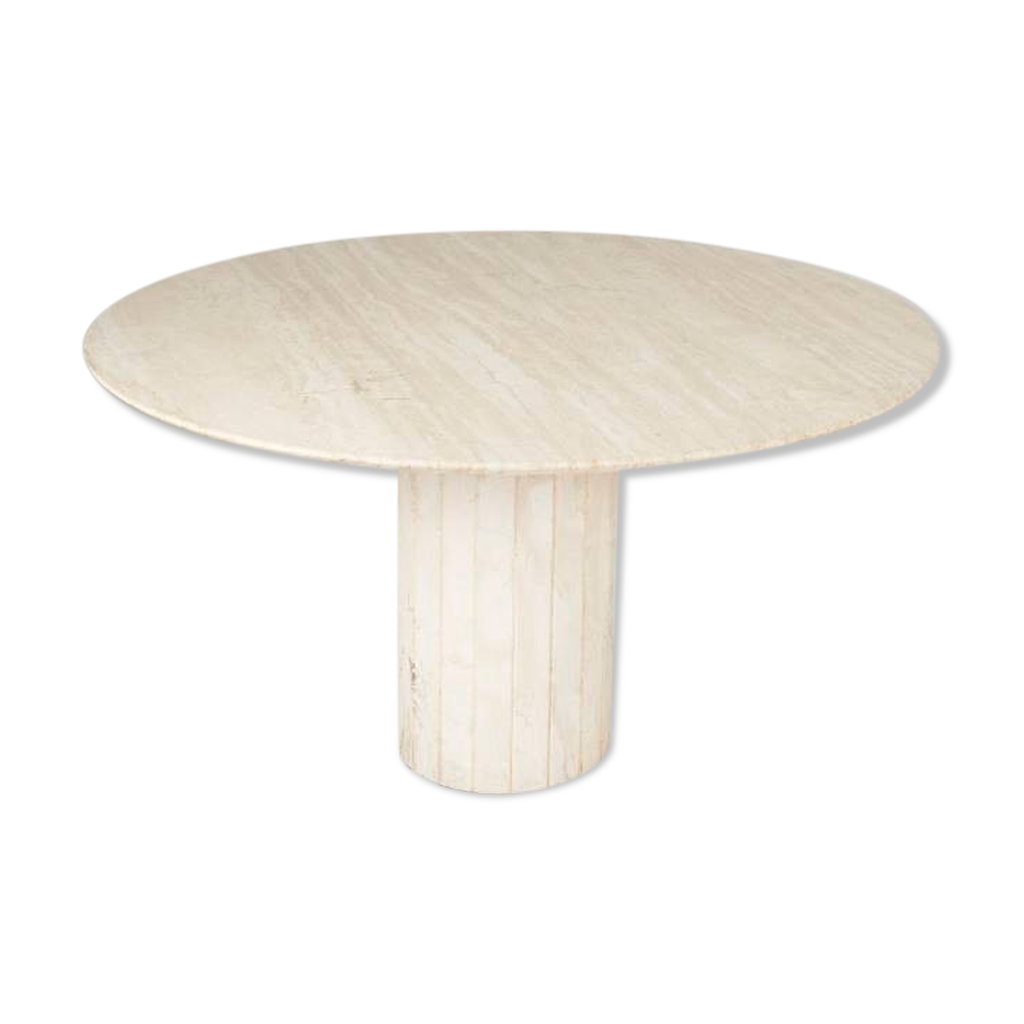 Round travertine dining table