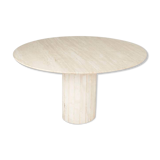Round travertine dining table