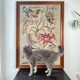 Vintage Floral Canvas Tapestry - Retro Wall Hanging Embroidery