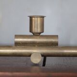 vintage candle holder, signed bronze candle holder, modernist, brutalist