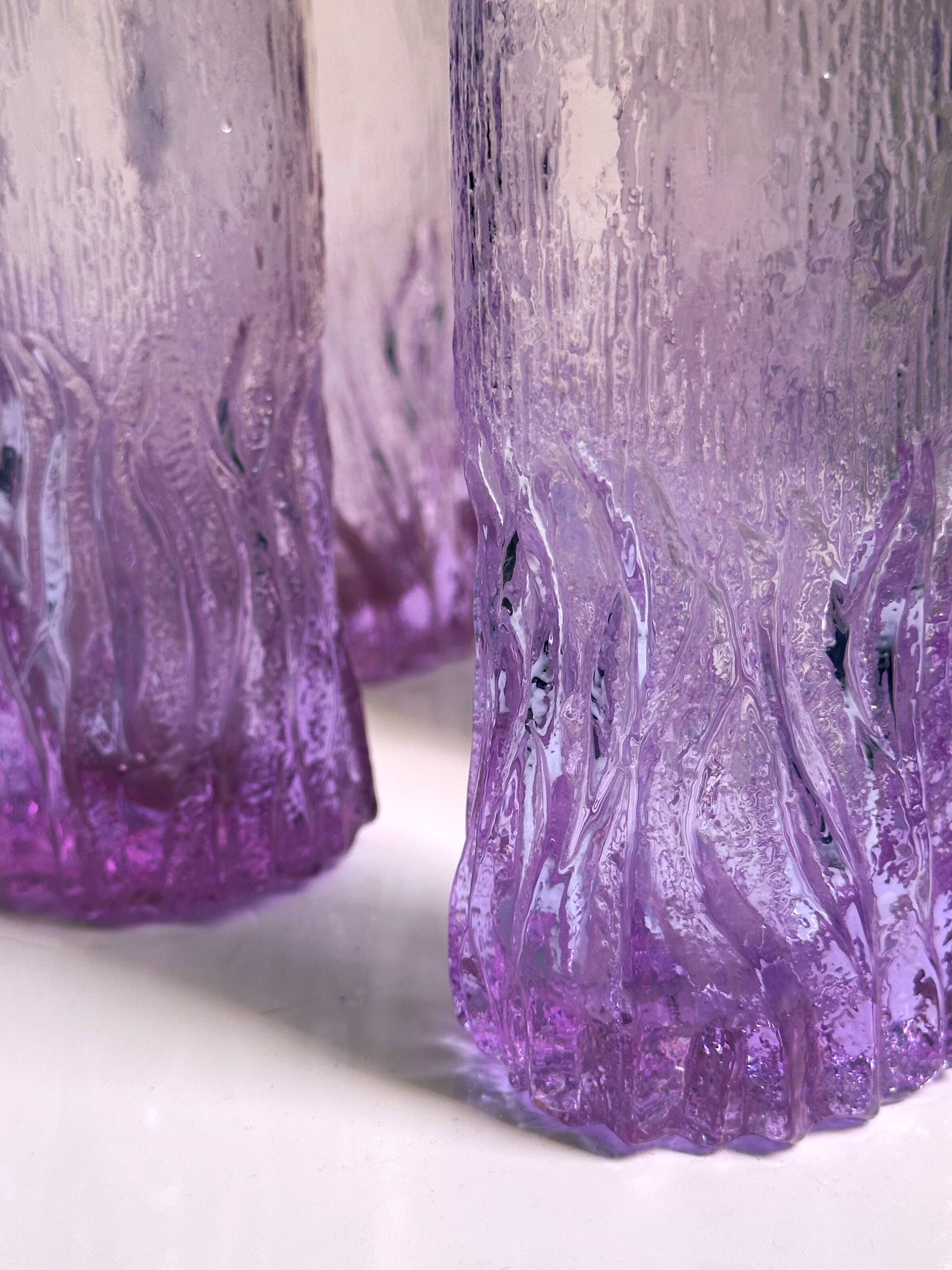 6 Alexandrite Longdrink Glasses - Space Age 1970s Italy