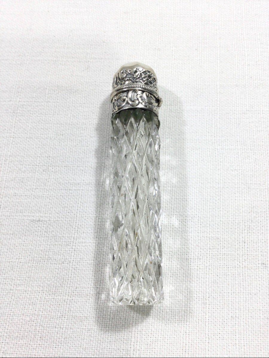 Crystal and silver salt bottle