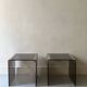 Design bedside table in metal & smoked glass, Roche Bobois 1970.